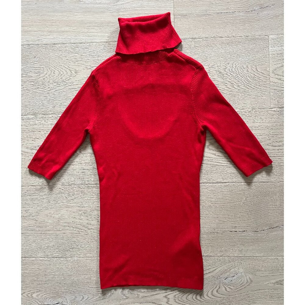 Guess Red Ribbed Turtleneck Sweater with Open Back Cutout
